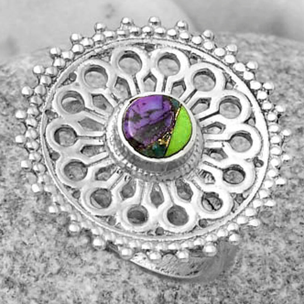 Artisan - Multi Copper Turquoise Ring size-7.5 R-1107 SDR169388
