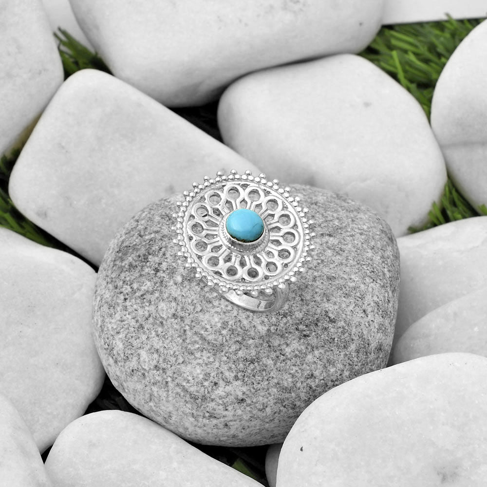 Artisan Natural Turquoise Nevada Aztec Mt Ring size-8.5 R-1107 SDR169389