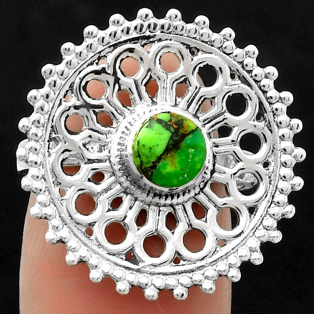 Artisan - Green Matrix Turquoise Ring size-7 R-1107 SDR169390
