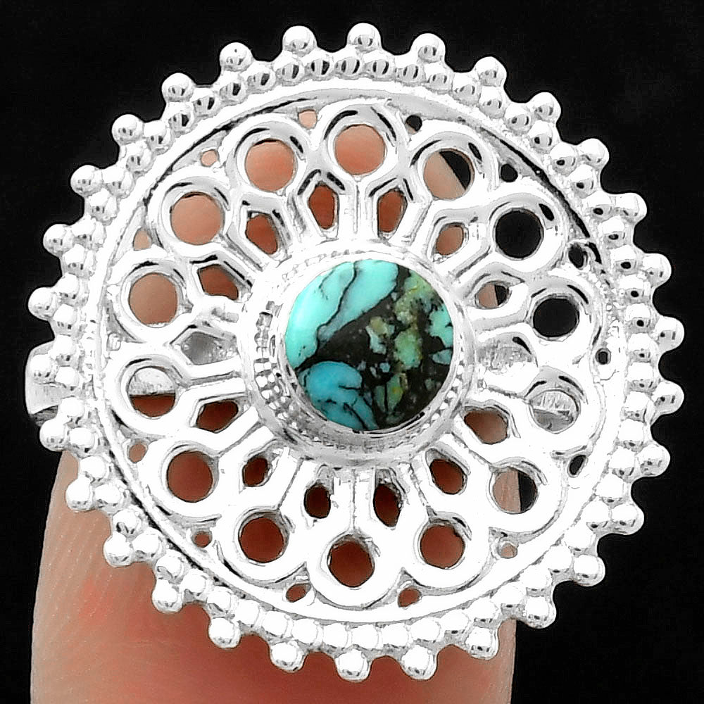 Artisan - Lucky Charm Tibetan Turquoise Ring size-7.5 R-1107 SDR169393