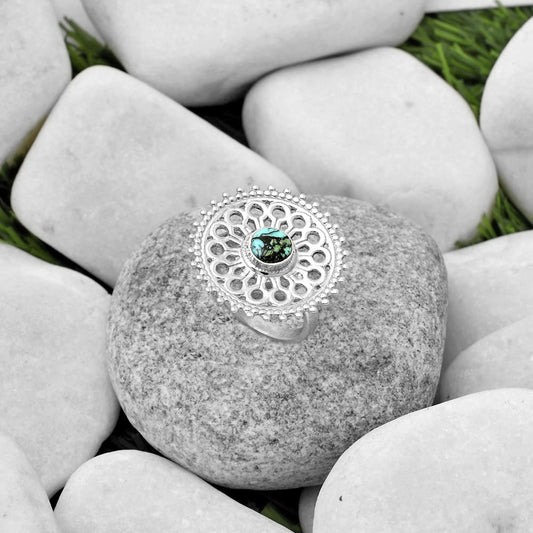 Artisan - Lucky Charm Tibetan Turquoise Ring size-7.5 R-1107 SDR169393
