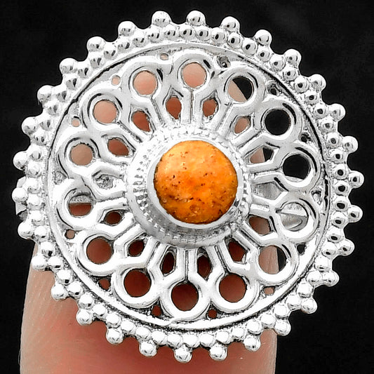 Artisan - Natural Coral Jasper Ring size-8 R-1107 SDR169400