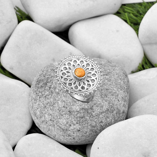 Artisan - Natural Coral Jasper Ring size-8 R-1107 SDR169400