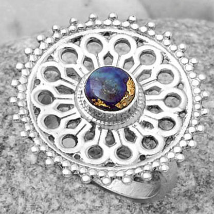 Artisan - Copper Purple Turquoise Ring size-7.5 R-1107 SDR169404