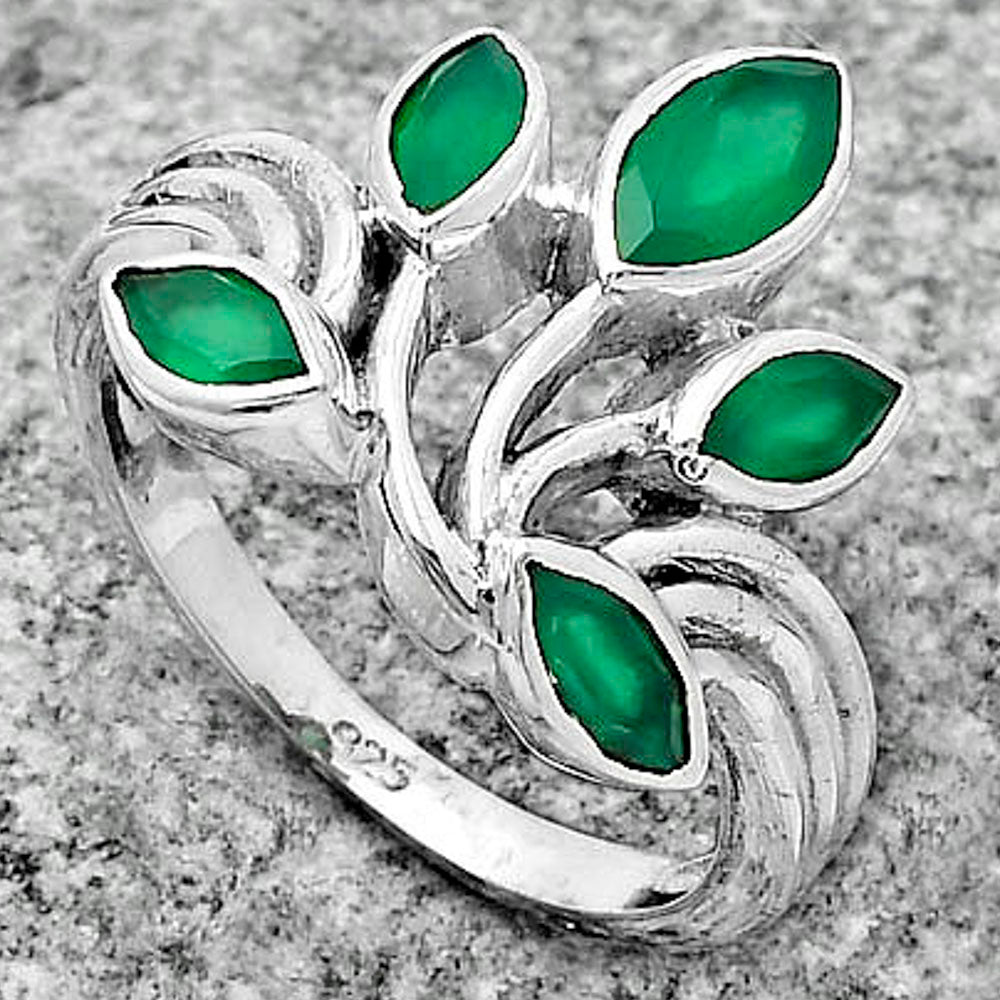 Natural Green Onyx Ring size-7.5 R-1029 SDR169658