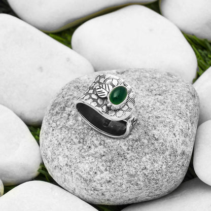 Adjustable - Natural Green Onyx Ring size-6 R-1319 SDR169882