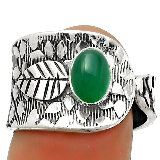 Adjustable - Natural Green Onyx Ring size-7.5 R-1319 SDR169884
