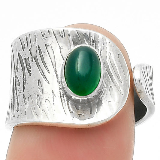 Adjustable - Natural Green Onyx Ring size-7 R-1319 SDR169930