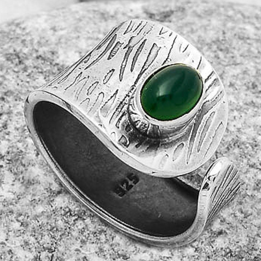 Adjustable - Natural Green Onyx Ring size-7 R-1319 SDR169930