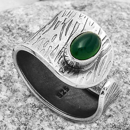Adjustable - Natural Green Onyx Ring size-7 R-1319 SDR169930