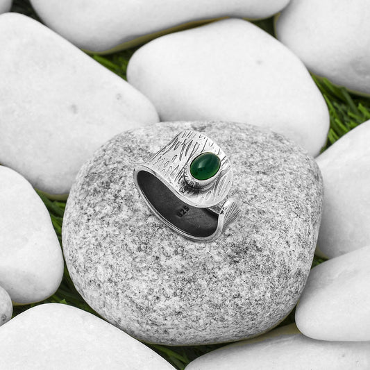 Adjustable - Natural Green Onyx Ring size-7 R-1319 SDR169930