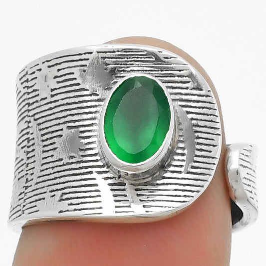 Adjustable - Natural Green Onyx Ring size-6.5 R-1319 SDR170035
