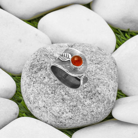 Adjustable - Natural Carnelian Ring size-6.5 R-1319 SDR170083