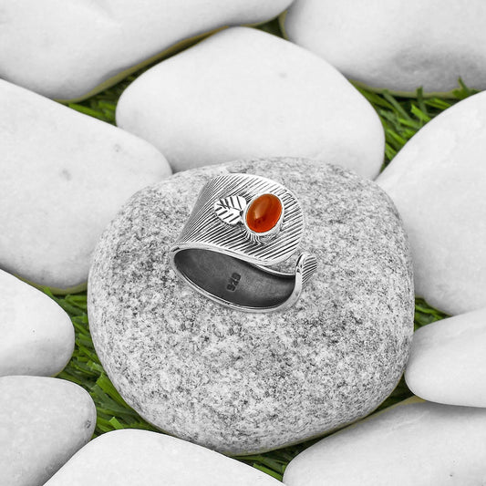Adjustable - Natural Carnelian Ring size-8 R-1319 SDR170086