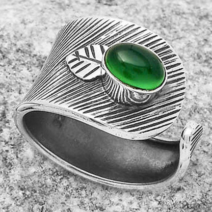 Adjustable - Natural Green Onyx Ring size-7.5 R-1319 SDR170096