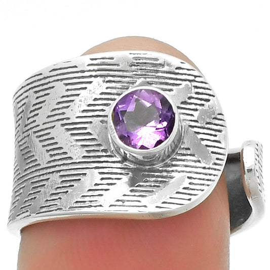 Adjustable Natural Amethyst Brazil Ring size-8 R-1319 SDR170110