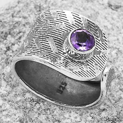 Adjustable Natural Amethyst Brazil Ring size-7 R-1319 SDR170124