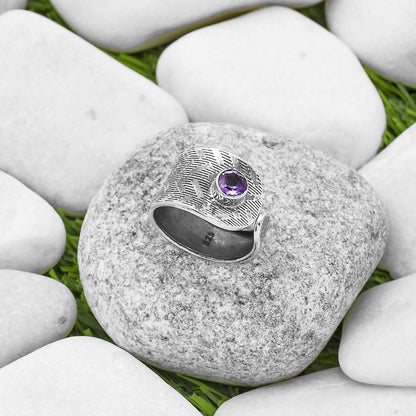 Adjustable Natural Amethyst Brazil Ring size-7 R-1319 SDR170124