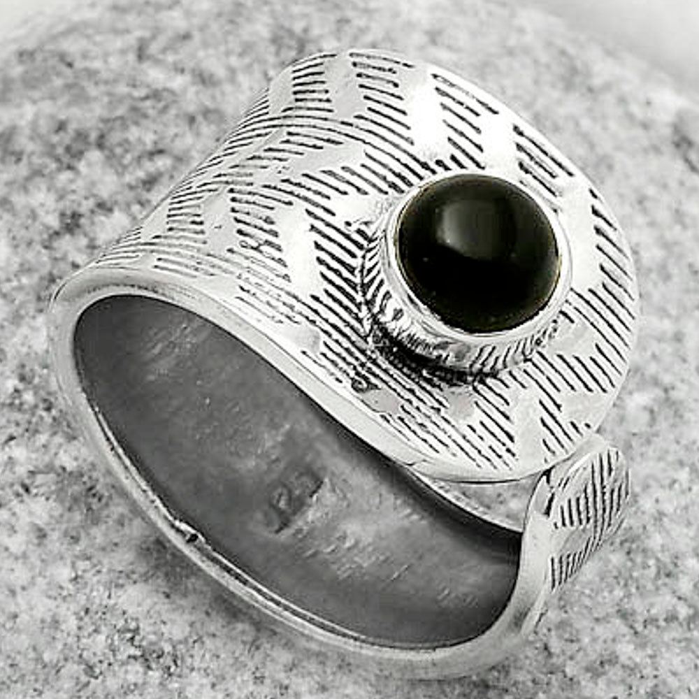 Adjustable - Black Onyx - Brazil Ring size-7.5 R-1319 SDR170149