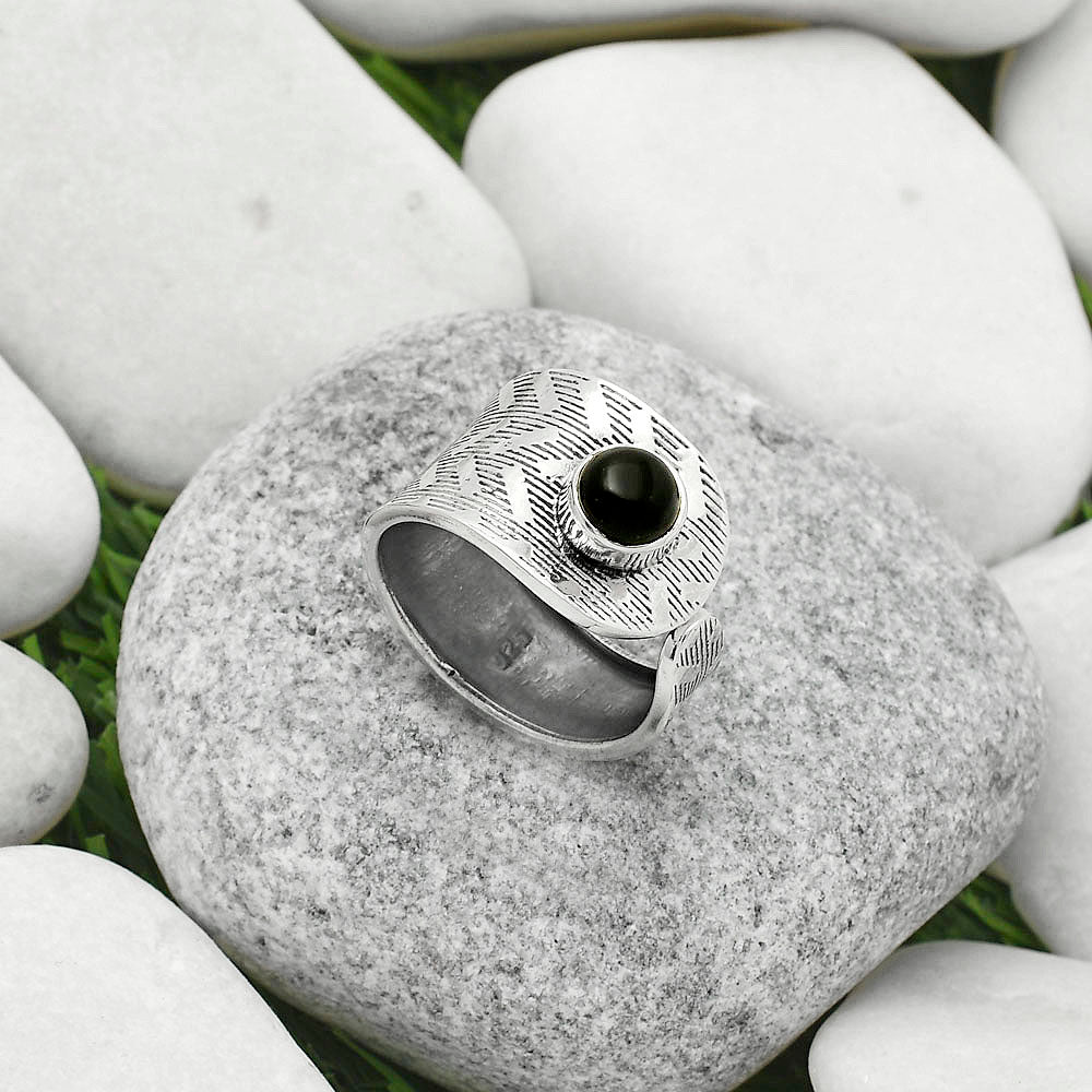 Adjustable - Black Onyx - Brazil Ring size-7.5 R-1319 SDR170149