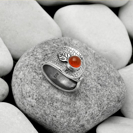 Adjustable - Natural Carnelian Ring size-7.5 R-1319 SDR170235