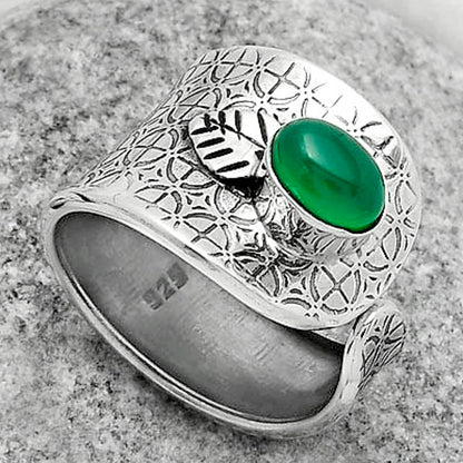 Adjustable - Natural Green Onyx Ring size-6.5 R-1319 SDR170244