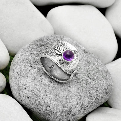 Adjustable - Amethyst Cab - Brazil Ring size-7 R-1319 SDR170248