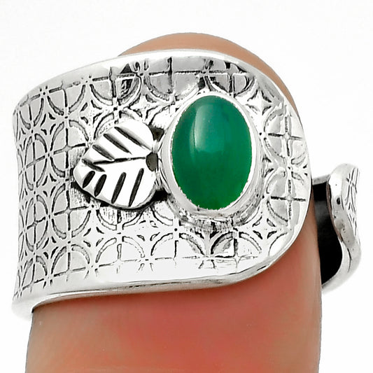 Adjustable - Natural Green Onyx Ring size-6.5 R-1319 SDR170249