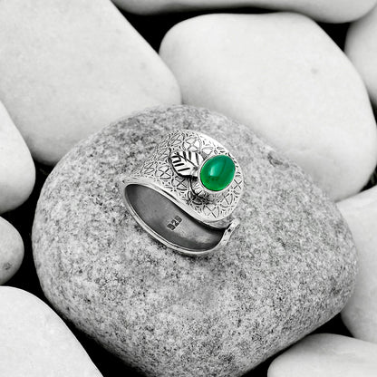 Adjustable - Natural Green Onyx Ring size-6.5 R-1319 SDR170249