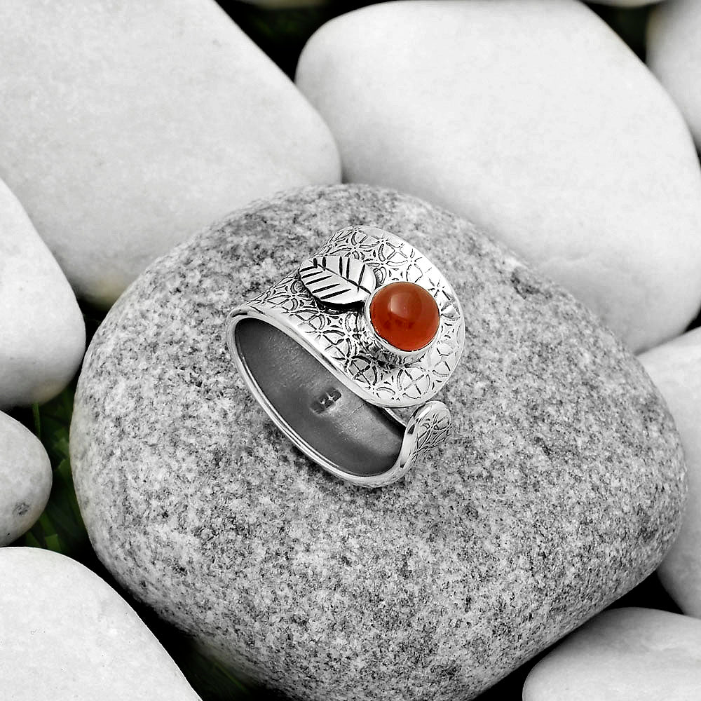 Adjustable - Natural Carnelian Ring size-7.5 R-1319 SDR170257