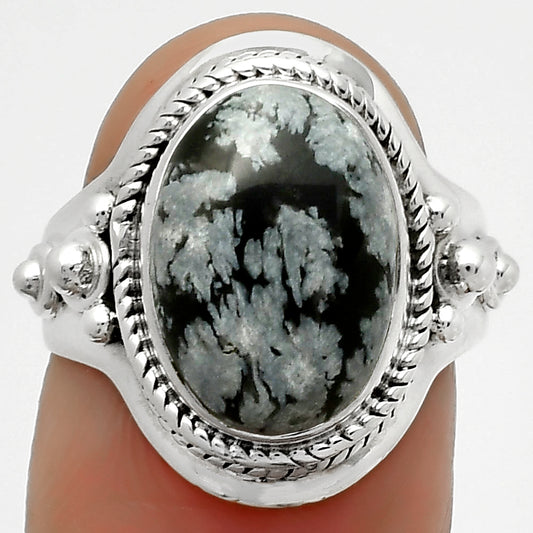 Natural Snow Flake Obsidian Ring size-7 R-1420 SDR170294