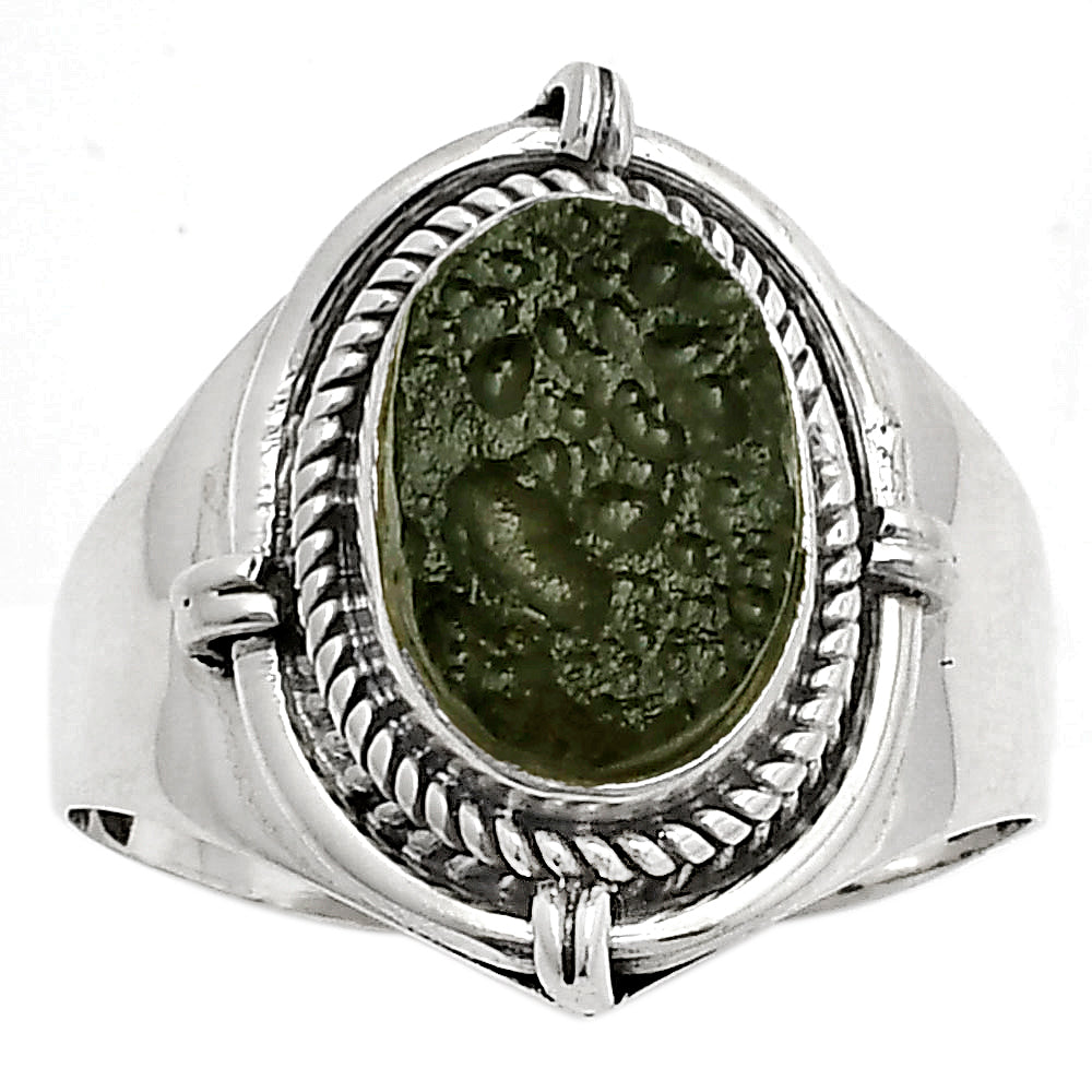 Natural Tektite Rough - Greek Ring size-7.5 R-1539 SDR170413