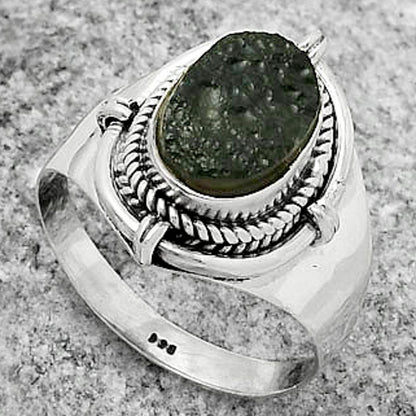 Natural Tektite Rough - Greek Ring size-7.5 R-1539 SDR170413