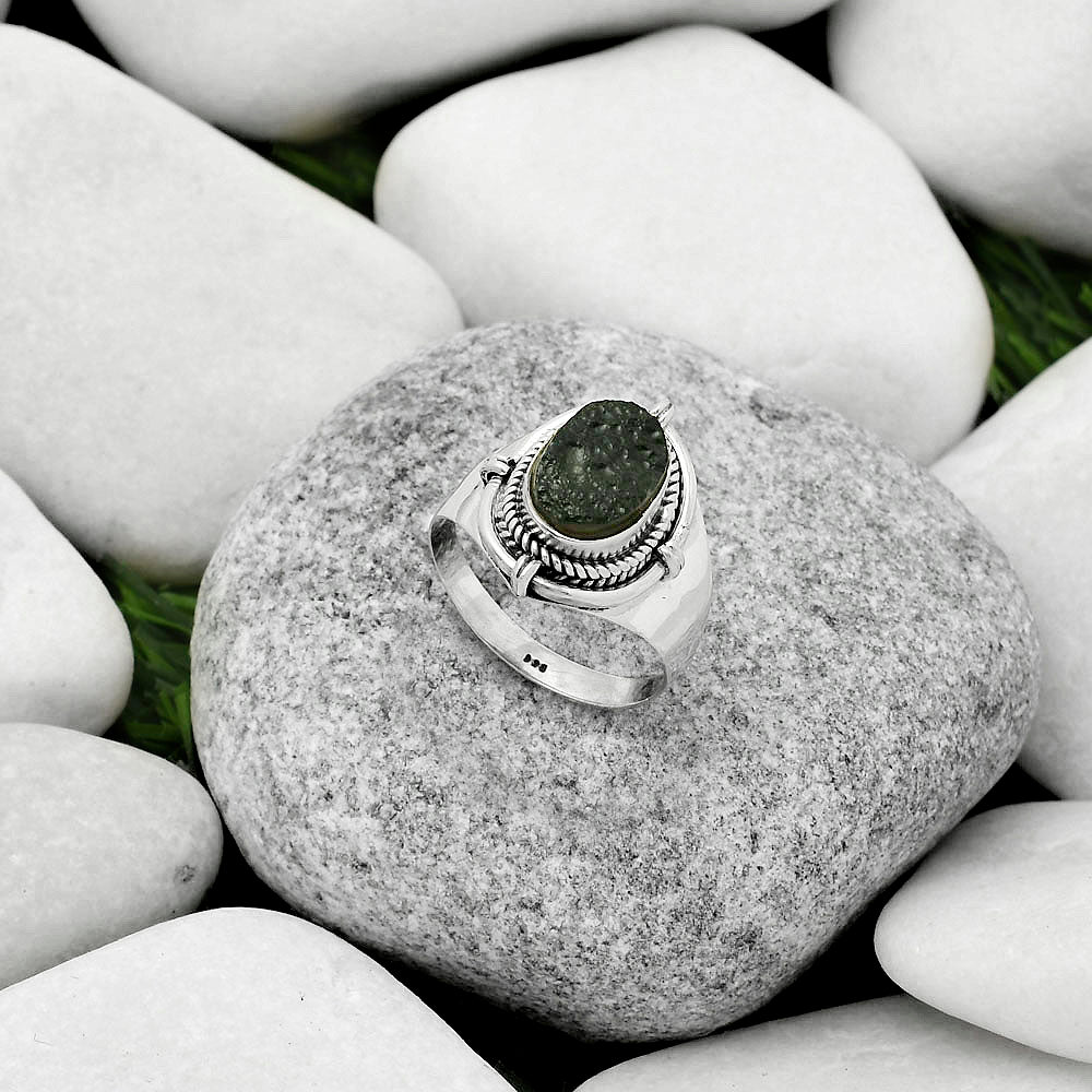 Natural Tektite Rough - Greek Ring size-7.5 R-1539 SDR170413