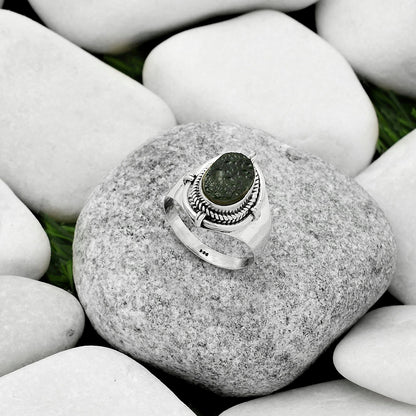 Natural Tektite Rough - Greek Ring size-7.5 R-1539 SDR170413