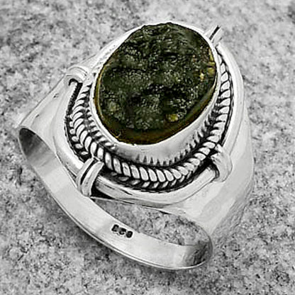 Natural Tektite Rough - Greek Ring size-6.5 R-1539 SDR170415
