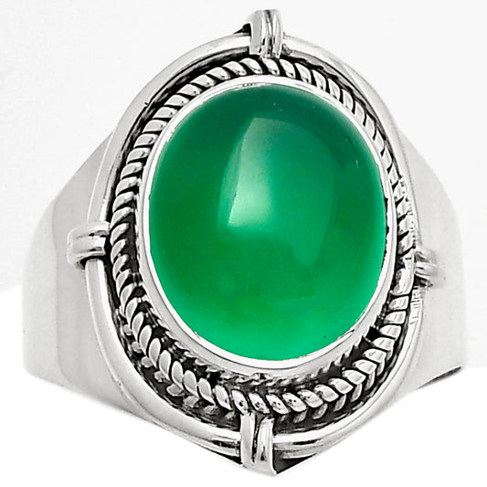 Natural Green Onyx Ring size-8 R-1539 SDR170432