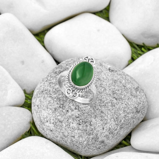 Natural Green Onyx Ring size-8.5 R-1500 SDR170632