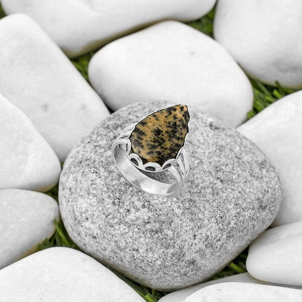 Natural Russian Honey Dendrite Opal Ring size-8 R-1428 SDR170635