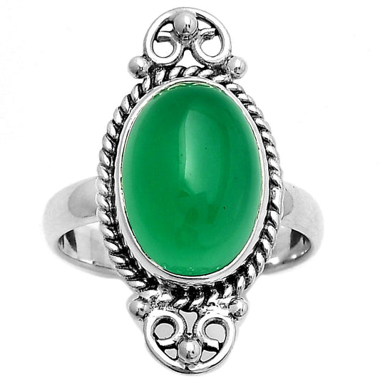 Natural Green Onyx Ring size-8 R-1500 SDR170637