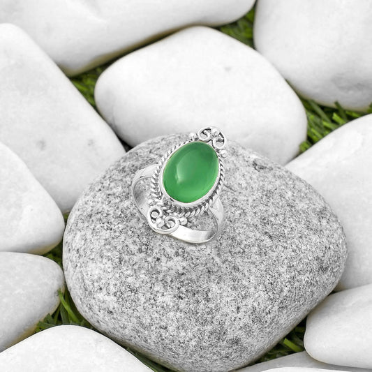 Natural Green Onyx Ring size-8 R-1500 SDR170637