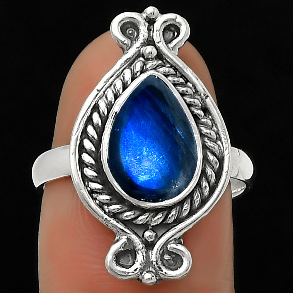 Blue Fire Labradorite - Madagascar Ring size-8 R-1108 SDR170727