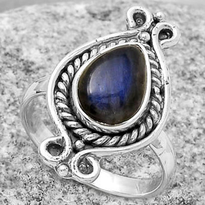 Blue Fire Labradorite - Madagascar Ring size-8 R-1108 SDR170727