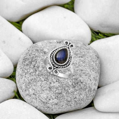 Blue Fire Labradorite - Madagascar Ring size-8 R-1108 SDR170727