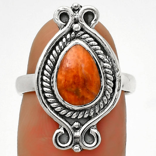 Natural Red Sponge Coral Ring size-7 R-1108 SDR170736