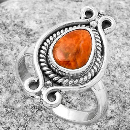 Natural Red Sponge Coral Ring size-7 R-1108 SDR170736