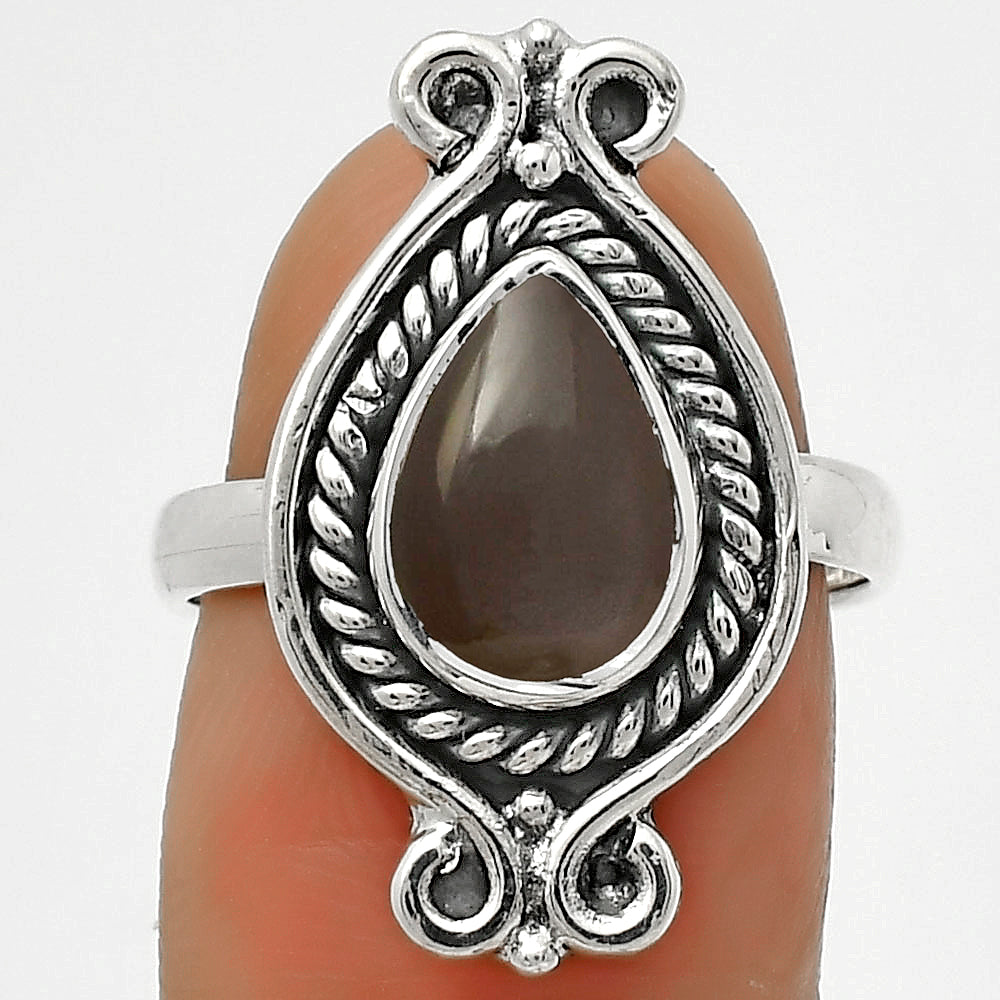 Natural Gray Moonstone Ring size-7.5 R-1108 SDR170743