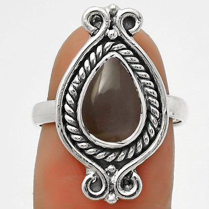 Natural Gray Moonstone Ring size-7.5 R-1108 SDR170743