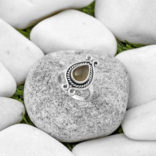 Natural Gray Moonstone Ring size-7.5 R-1108 SDR170743