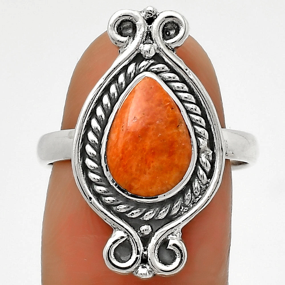 Natural Red Sponge Coral Ring size-8.5 R-1108 SDR170744